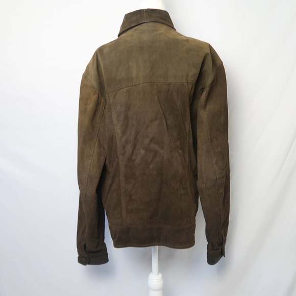Vintage Penman's Men's olive green suede leather zip front bomber jacket L - Picture 4 of 6